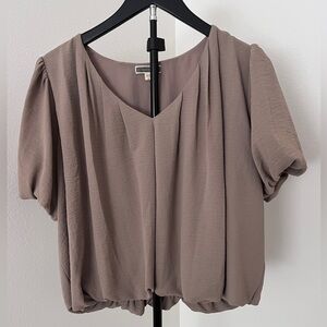 ✨ Pleione Blouse | Taupe Puff Sleeve Top | Lightweight | Office Chic ✨